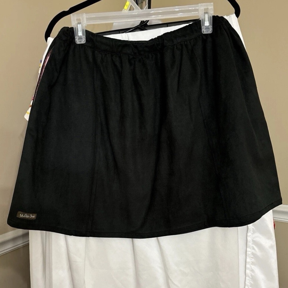 Matilda Jane Secret Fields Aspen Skater Skirt Black Faux Suede Size Medium